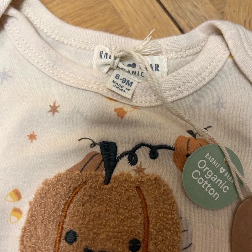 Rabbit‎ + Bear Organic Long Sleeve Fall Halloween Onesie Size 6-9 Months